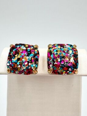 Kate Spade Colorful Glitter Stud Earrings Designer Fun Flirty Party Girl